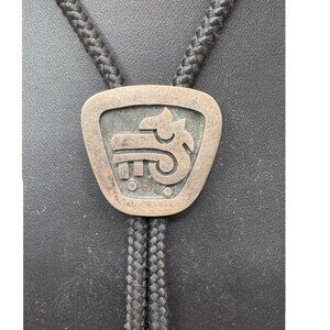 Taxco Necklace Bolo Tie Cipactli Deity "CROCODILE WARRIOR" Sterling Silver VTG